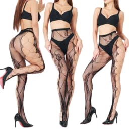 NEWJOINFUN Plus Size Hollow Out Fishnets Black Lace High Waist Stockings Garter Belt Sexy Hot Over Knee Pantyhose for Women XXXL