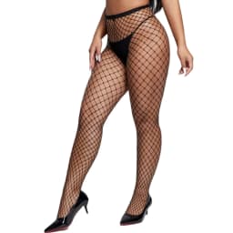 NEWJOINFUN Plus Size Hollow Out Fishnets Black Lace High Waist Stockings Garter Belt Sexy Hot Over Knee Pantyhose for Women XXXL