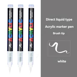 3Pcs White Marker Paint Pens set Permanent Brush Pen for Art projects, Drawing, Rock Painting, Stone Ceramic Glass Wood Plastic