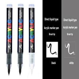 3Pcs White Marker Paint Pens set Permanent Brush Pen for Art projects, Drawing, Rock Painting, Stone Ceramic Glass Wood Plastic