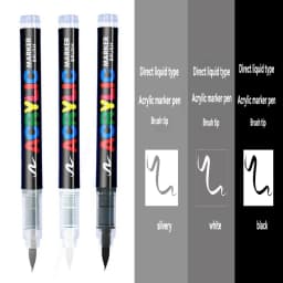 3Pcs White Marker Paint Pens set Permanent Brush Pen for Art projects, Drawing, Rock Painting, Stone Ceramic Glass Wood Plastic