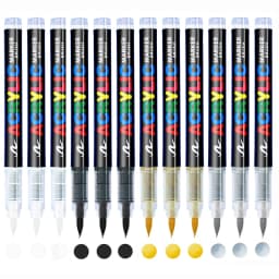 3Pcs White Marker Paint Pens set Permanent Brush Pen for Art projects, Drawing, Rock Painting, Stone Ceramic Glass Wood Plastic