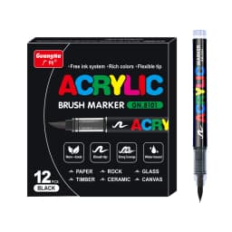 3Pcs White Marker Paint Pens set Permanent Brush Pen for Art projects, Drawing, Rock Painting, Stone Ceramic Glass Wood Plastic