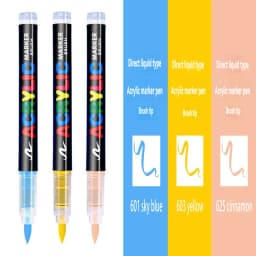 3Pcs White Marker Paint Pens set Permanent Brush Pen for Art projects, Drawing, Rock Painting, Stone Ceramic Glass Wood Plastic