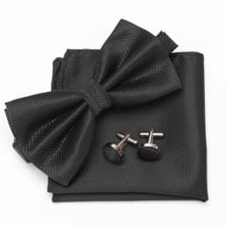 Multicolor Bowtie Pocket Square Cufflinks Sets Classic Solid Color  Bowtie Wedding Party Formal Gift Plaids Adjust Neck Bow Tie