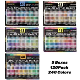 24-240 Colors Art Markers Set, Dual Color Dual Tip Acrylic Paint Pens Markers Drawing Markers for DIY Crafts Making