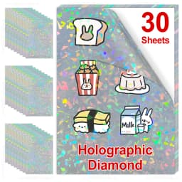 30PK A4 Paper Sheets Self-adhesive Printable Vinyl Sticker Paper DIY Glossy White Transparent Label Sticker for Inkjet Printer