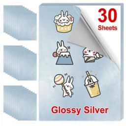 30PK A4 Paper Sheets Self-adhesive Printable Vinyl Sticker Paper DIY Glossy White Transparent Label Sticker for Inkjet Printer