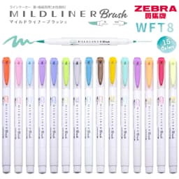 1Pcs Zebra Marker Pen WFT8 Series Double Headed Light Highlighter (Brush Soft Tip + Fine Tip) Students Use Color Painting Pen