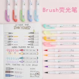 1Pcs Zebra Marker Pen WFT8 Series Double Headed Light Highlighter (Brush Soft Tip + Fine Tip) Students Use Color Painting Pen