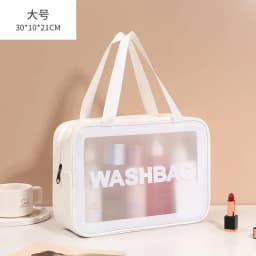 Portable Makeup Bag Large Capacity Make Up Brushes Lipstick Powder Travel Cosmetics Storage Toiletry Bag Waterproof Transparent