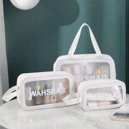 Portable Makeup Bag Large Capacity Make Up Brushes Lipstick Powder Travel Cosmetics Storage Toiletry Bag Waterproof Transparent