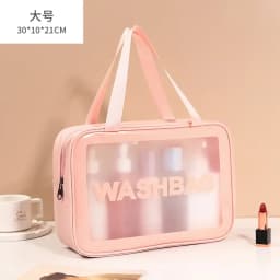 Portable Makeup Bag Large Capacity Make Up Brushes Lipstick Powder Travel Cosmetics Storage Toiletry Bag Waterproof Transparent
