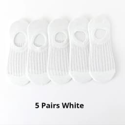 5 Pairs Summer Thin Mesh Socks Ladys Shallow Silicone Anti Slip Invisible Socks Lovely Solid Color Boat Socks