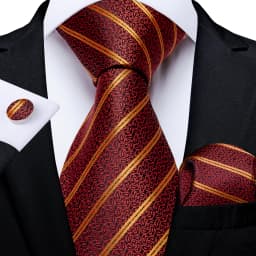 Luxury Floral Striped Solid Men's 8 cm Red Tie Set Handkerchief Cufflinks Business Wedding Prom Groom Accsessories Gift Men
