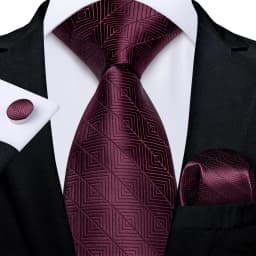 Luxury Floral Striped Solid Men's 8 cm Red Tie Set Handkerchief Cufflinks Business Wedding Prom Groom Accsessories Gift Men