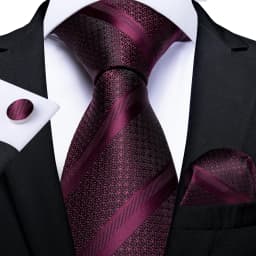 Luxury Floral Striped Solid Men's 8 cm Red Tie Set Handkerchief Cufflinks Business Wedding Prom Groom Accsessories Gift Men