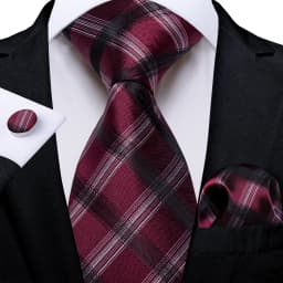 Luxury Floral Striped Solid Men's 8 cm Red Tie Set Handkerchief Cufflinks Business Wedding Prom Groom Accsessories Gift Men