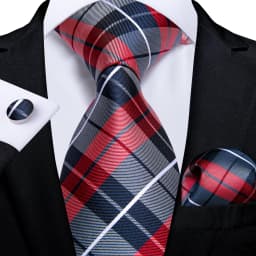 Luxury Floral Striped Solid Men's 8 cm Red Tie Set Handkerchief Cufflinks Business Wedding Prom Groom Accsessories Gift Men