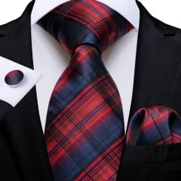 Luxury Floral Striped Solid Men's 8 cm Red Tie Set Handkerchief Cufflinks Business Wedding Prom Groom Accsessories Gift Men