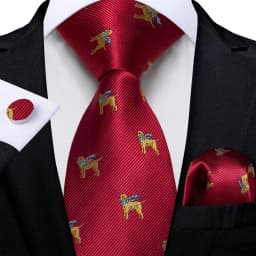 Luxury Floral Striped Solid Men's 8 cm Red Tie Set Handkerchief Cufflinks Business Wedding Prom Groom Accsessories Gift Men