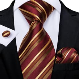 Luxury Floral Striped Solid Men's 8 cm Red Tie Set Handkerchief Cufflinks Business Wedding Prom Groom Accsessories Gift Men