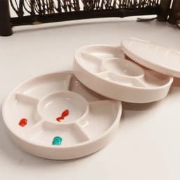 Imitation Porcelain Round Palette with Lid Acrylic Watercolor Painting Multifunctional White Paint Tray Artist Supplies