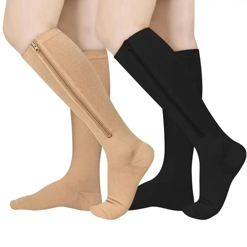 Compression Stockings Sports Pressure Long Cycling Socks Zipper Professional Leg Support Thick Women Varicose Vein Socks