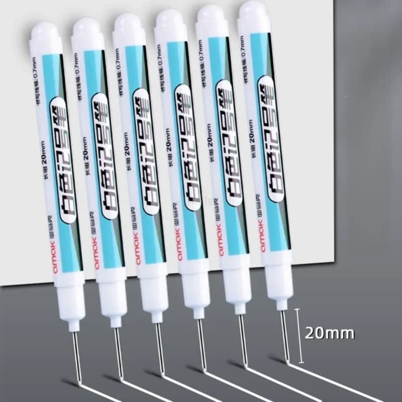 0.7mm White Paint Marker Pen 20cm Deep Hole Markers Pen Set Waterproof Permanent Oily Pens for Rock Wood Metal Glass Tiles