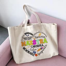 Spanish Maesttra Print Tote Bag Portable Zipper Pouches Large Capacity Travel Shower Handbag Commuting To Work Teacher Handbag