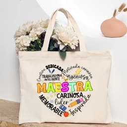 Spanish Maesttra Print Tote Bag Portable Zipper Pouches Large Capacity Travel Shower Handbag Commuting To Work Teacher Handbag