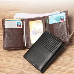 Men's Genuine Leather RFID Wallet - Tri-Fold Clutch with Multi-Card Slots & Coin Purse, Secure Money Organizer