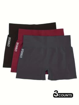 3PCS Fitness Shorts Female Tight Cycling Yoga Breathable Sports Pants High Waist Shorts