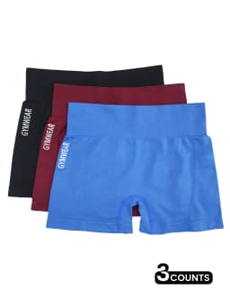 3PCS Fitness Shorts Female Tight Cycling Yoga Breathable Sports Pants High Waist Shorts