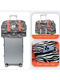 Spacious & Durable Women's Carry-On Travel Bag with Animal Print Nylon Large Capacity Sports Gym Bag Weekend Overnight Bag