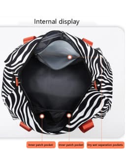 Spacious & Durable Women's Carry-On Travel Bag with Animal Print Nylon Large Capacity Sports Gym Bag Weekend Overnight Bag
