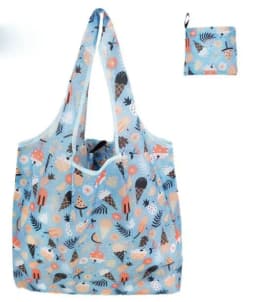 Women's Foldable Cat Flower Pattern Large Shopping Bag Washable Leopard Print Reusable Easy To Carry Capacity Handbags Pouch
