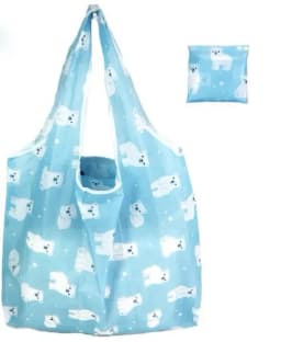 Women's Foldable Cat Flower Pattern Large Shopping Bag Washable Leopard Print Reusable Easy To Carry Capacity Handbags Pouch