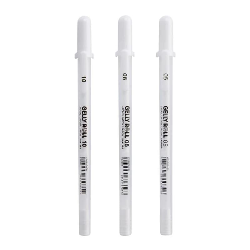 Sakura Gelly Roll Gel Pen White Color 0.5mm 0.8mm 1.0mm High Light Marke Pen Black Cardboard Art Painting Pen White Line Pens