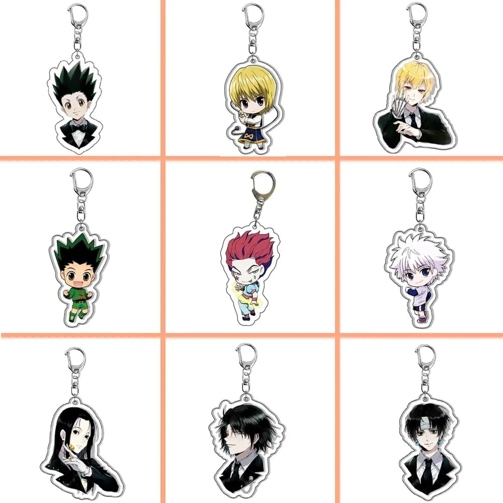 HunterxHunter Gon Freecss Cartoon Acrylic Keychains Killua Zoldyck Pendants Kurapika Keyring Hisoka Bag Tag Trendy Collection