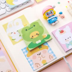 80 Sheet Kawaii Cartoon Oil Painting Sticky Notes Cute Animal Rabbit Puppy Bear Memo Pad Cute Decoration Stationery Note Book