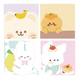 80 Sheet Kawaii Cartoon Oil Painting Sticky Notes Cute Animal Rabbit Puppy Bear Memo Pad Cute Decoration Stationery Note Book