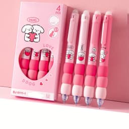 4PCS set Soft Cloud Grip Erasable Press Gel Pen ST Tip Quick Drying Ballpoint Pen Student 0.5mm Black Ink Office Accessories