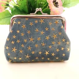 Elegant Vintage-Style Coin Purse, Kiss Lock Clip Women's Star Print Organizer Small Purse Card Organizer Bag