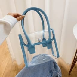 Transparent Bags Women Summer Designed Patchwork PVC Portable Simple Student Travel Jelly Bag PU Handle All-match Beach Totes