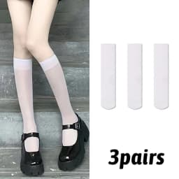 Women Silk Thin Knee Socks Transparent Elastic Ladies Spring Summer Stockings Girls Breathable Lolita JK Cute Nylon Long Socks