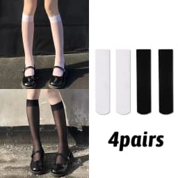 Women Silk Thin Knee Socks Transparent Elastic Ladies Spring Summer Stockings Girls Breathable Lolita JK Cute Nylon Long Socks