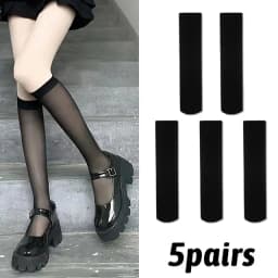 Women Silk Thin Knee Socks Transparent Elastic Ladies Spring Summer Stockings Girls Breathable Lolita JK Cute Nylon Long Socks