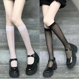 Women Silk Thin Knee Socks Transparent Elastic Ladies Spring Summer Stockings Girls Breathable Lolita JK Cute Nylon Long Socks