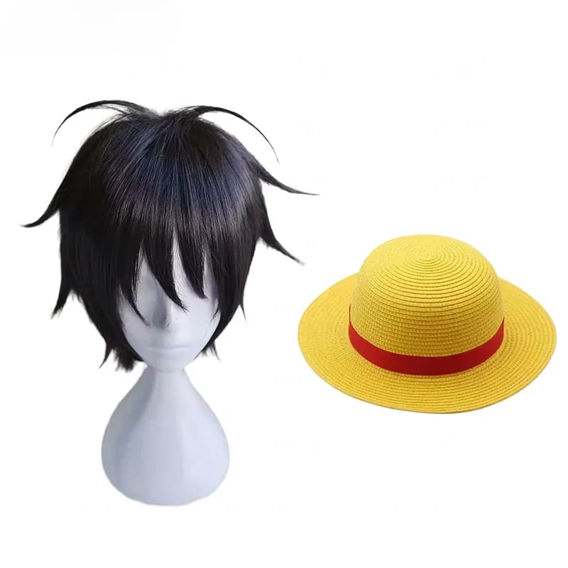 Anime Monkey D. Luffy Short Black Cosplay Wig Heat Resistant Synthetic Hair Wigs